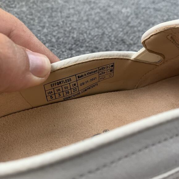 Vionic Shoes Women 5 Effortless Slip On Mules Gray White Leather Comfort Low Top - Picture 10 of 11